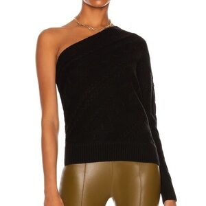 NWT L'agence Zoey cable knit merino wool black sweater